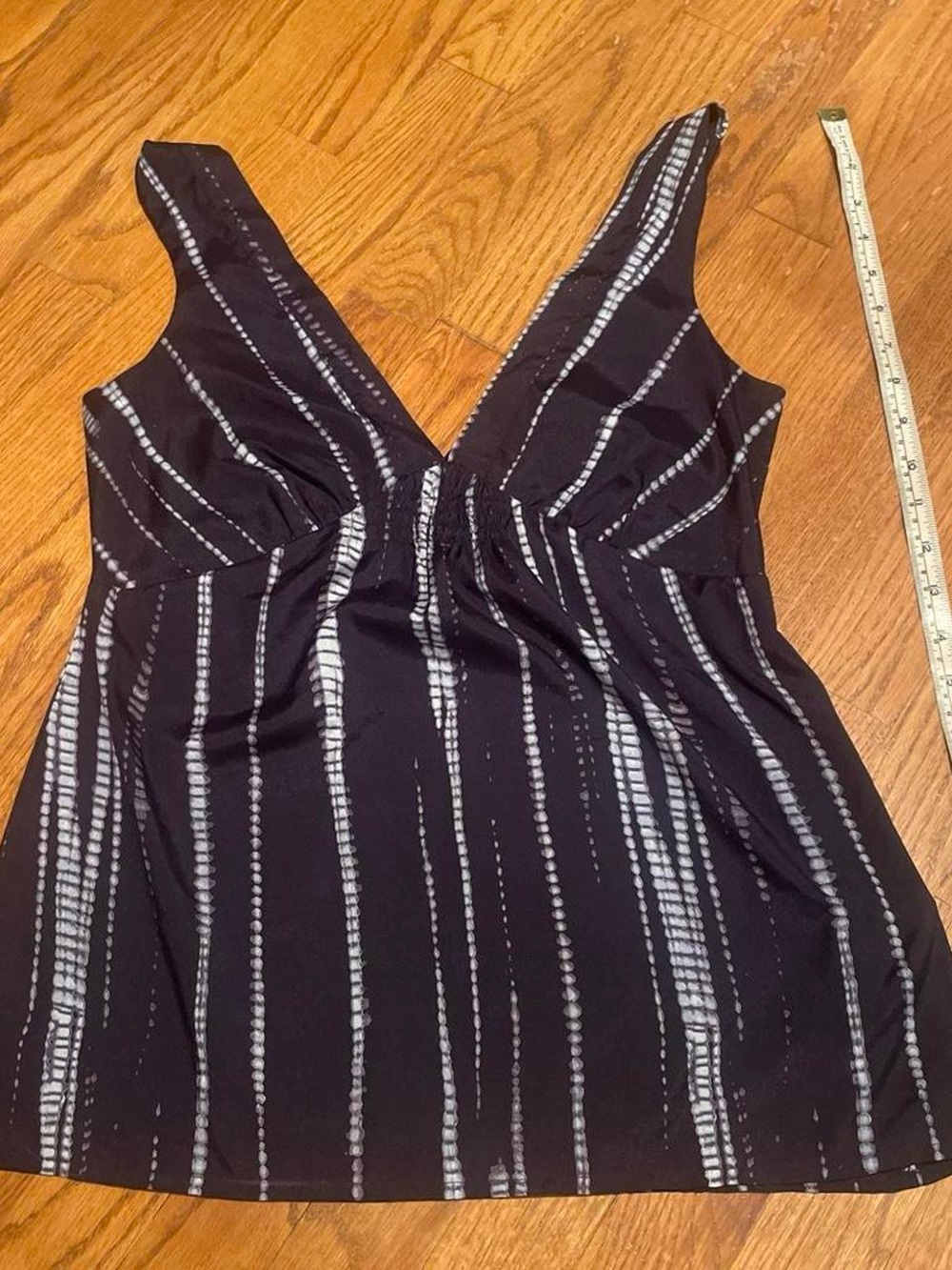 Banana Republic dark purple Tank with White Vertical Stripe Detail